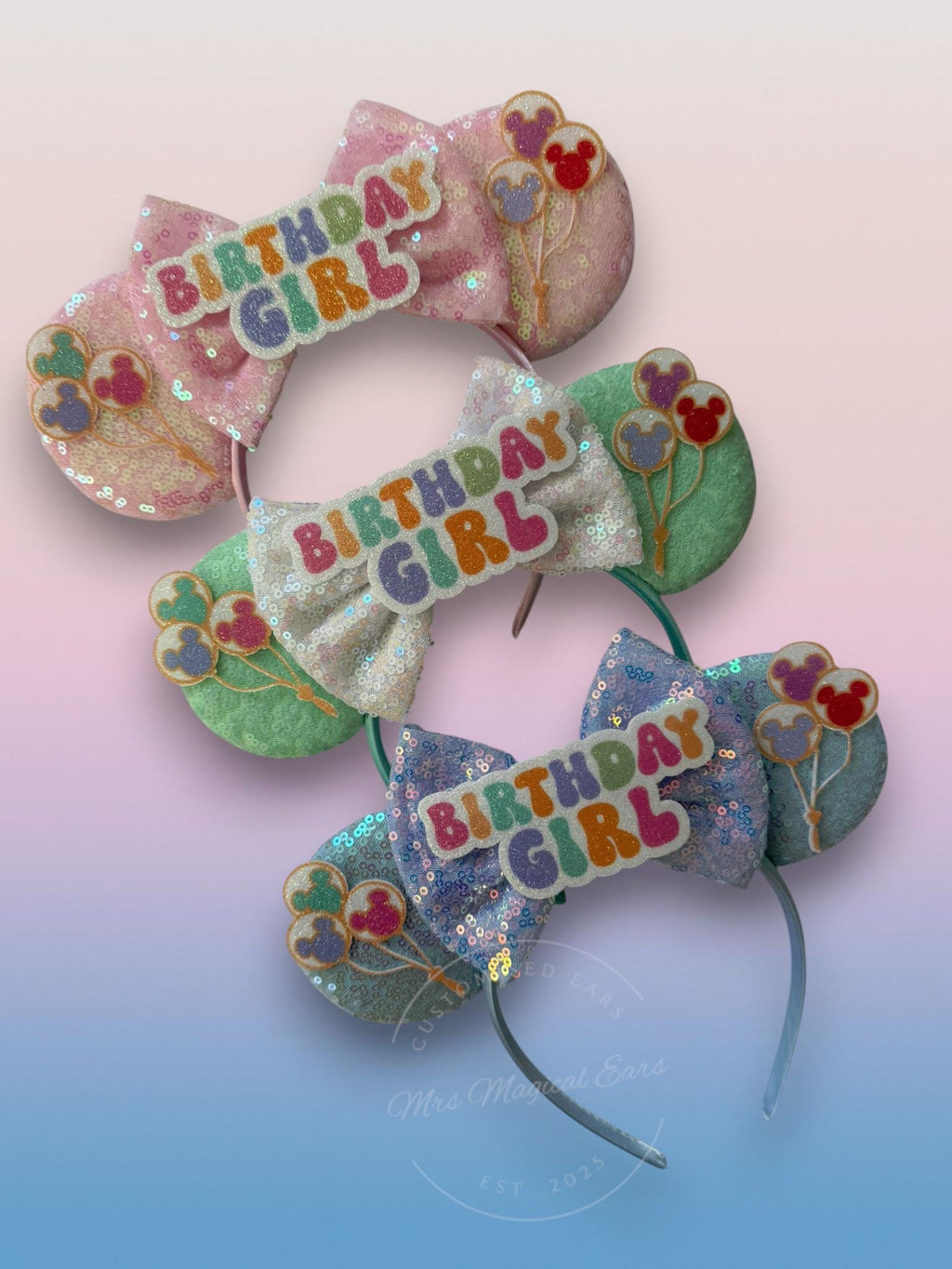 Birthday Girl Minnie Ears | Disney Inspired Birthday Balloon Mouse Ears | Birthday Headband | Disney Trip Ears | Mickey Mouse Birthday Ears