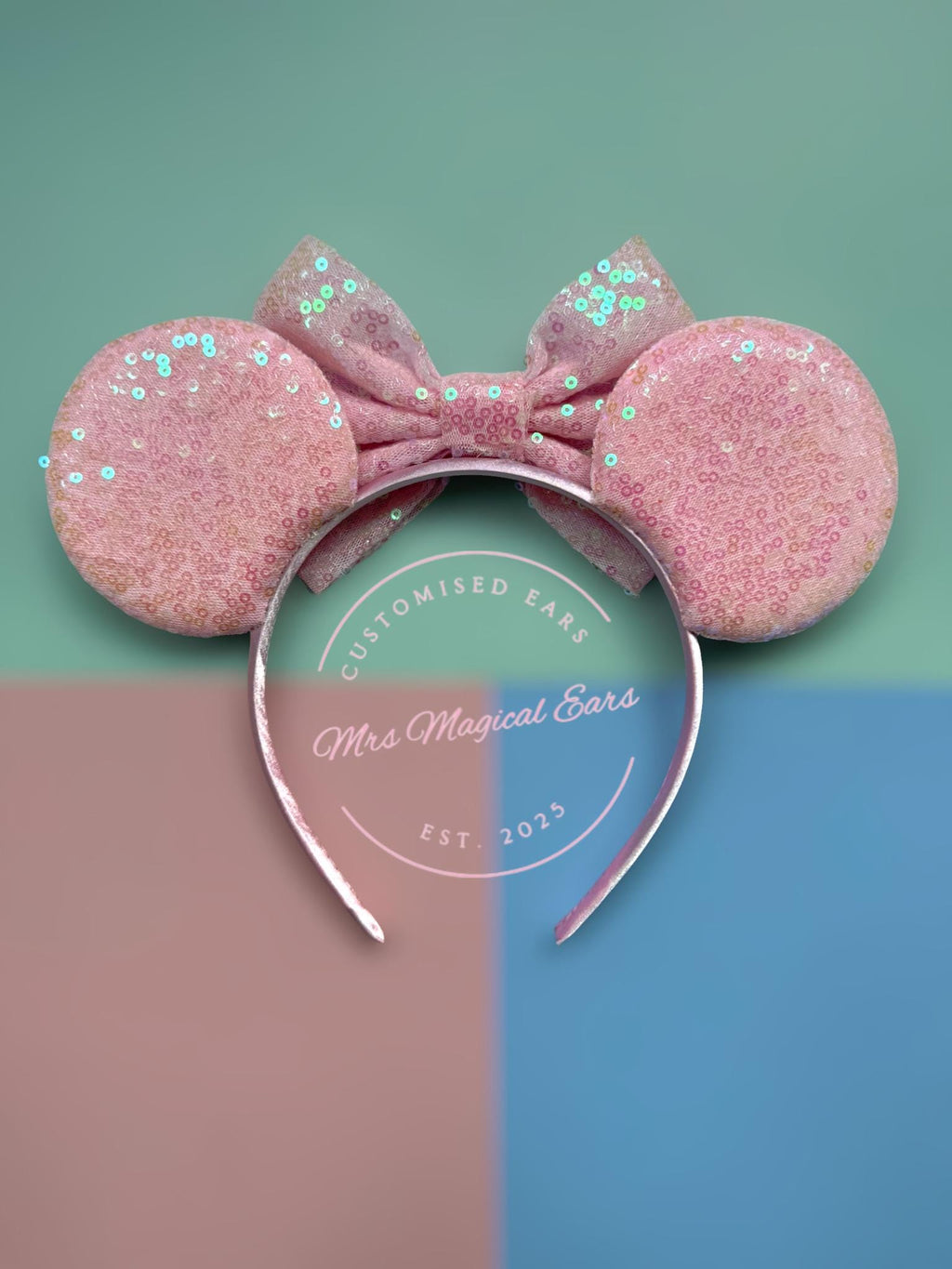 Birthday Girl Mouse Ears – Custom Colour Bow – Sparkly Sequin Headband – Party Ears – Cake Smash – Girls Birthday Outfit – Disney Inspired