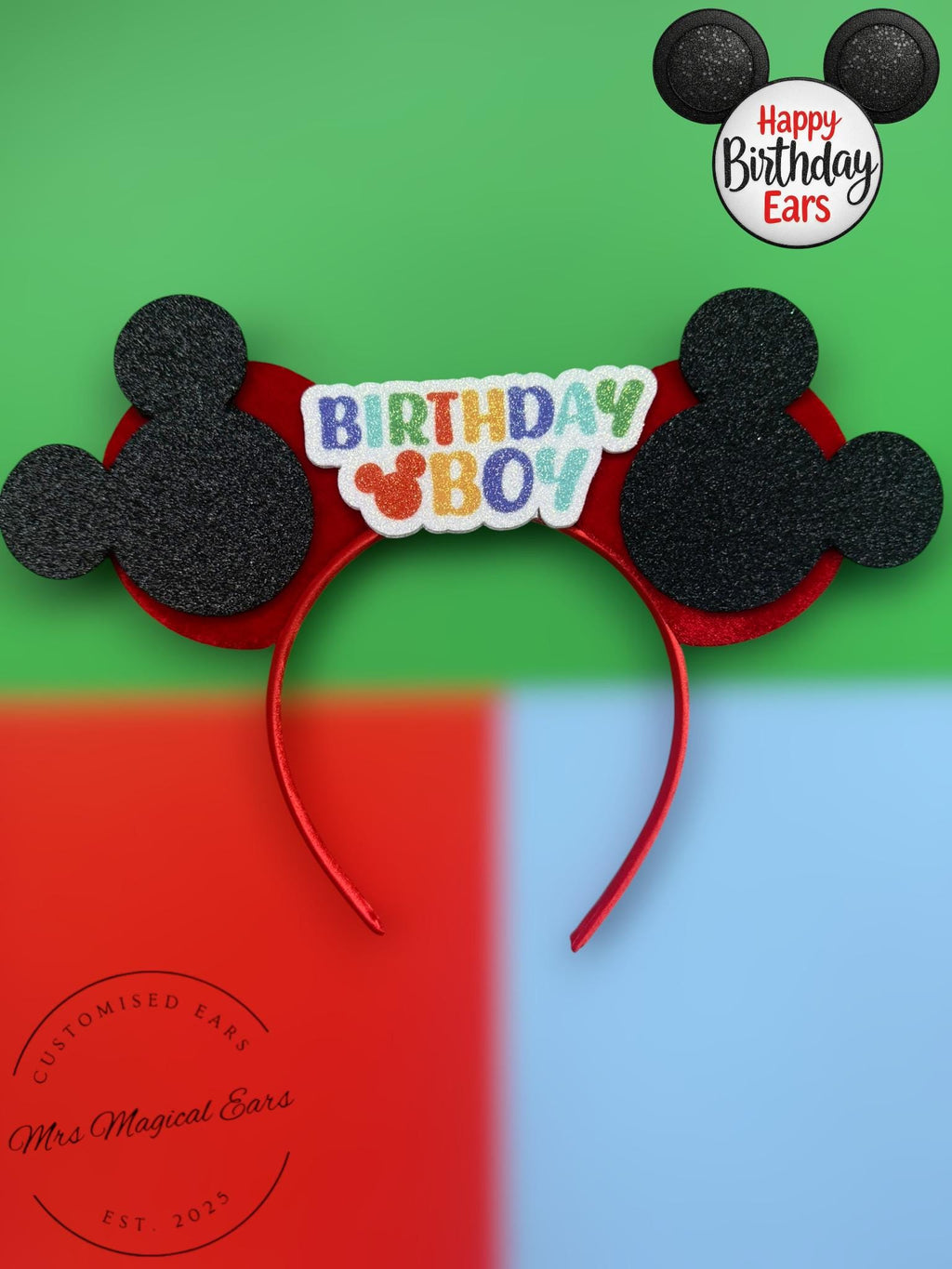 Birthday Boy Mouse Ears Headband – Disney Inspired Birthday Ears, Custom Theme Park Party Ears, Boys Magical Birthday Outfit Accessory