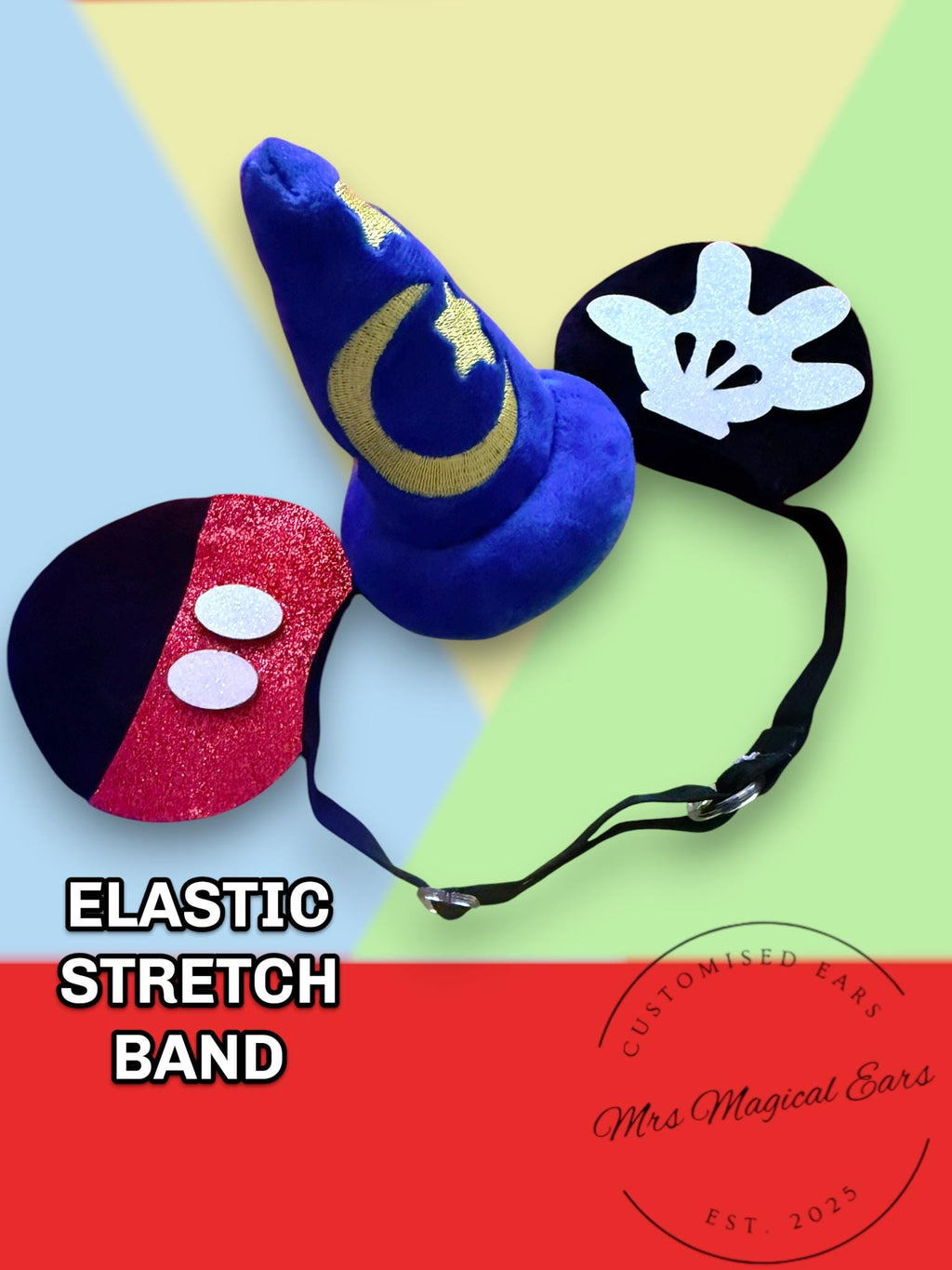 Baby Boy Wizard Mouse Ears Headband, Toddler Magic Ears with Elastic Band, First Trip Outfit, Sorcerer Style Baby Ears, Birthday Photo Prop