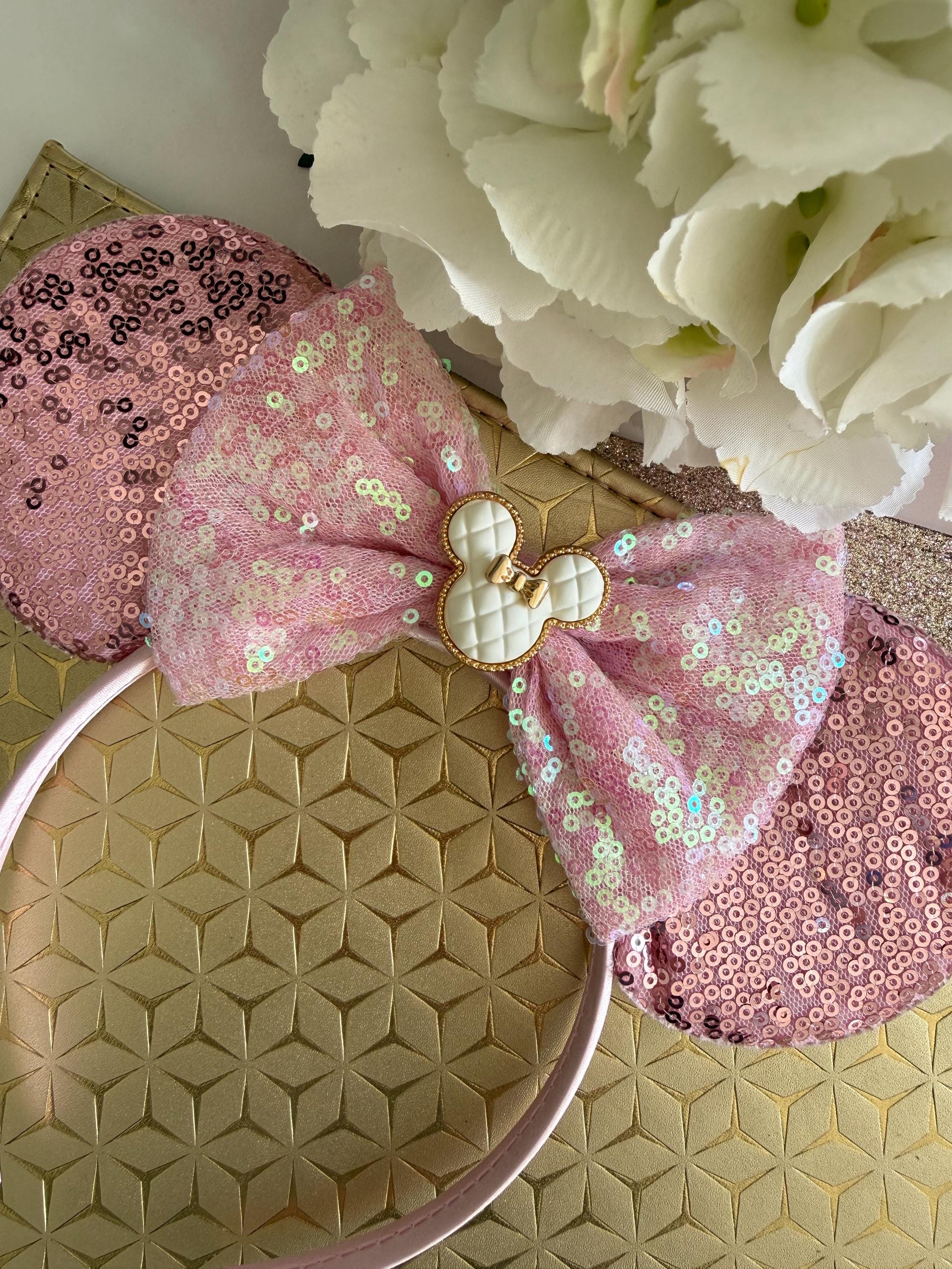 Baby Pink Sparkly Sequin Minnie Mouse Ears Headband | Disney Inspired Mickey Ears | Princess Disneybound | Disneyland Accessories