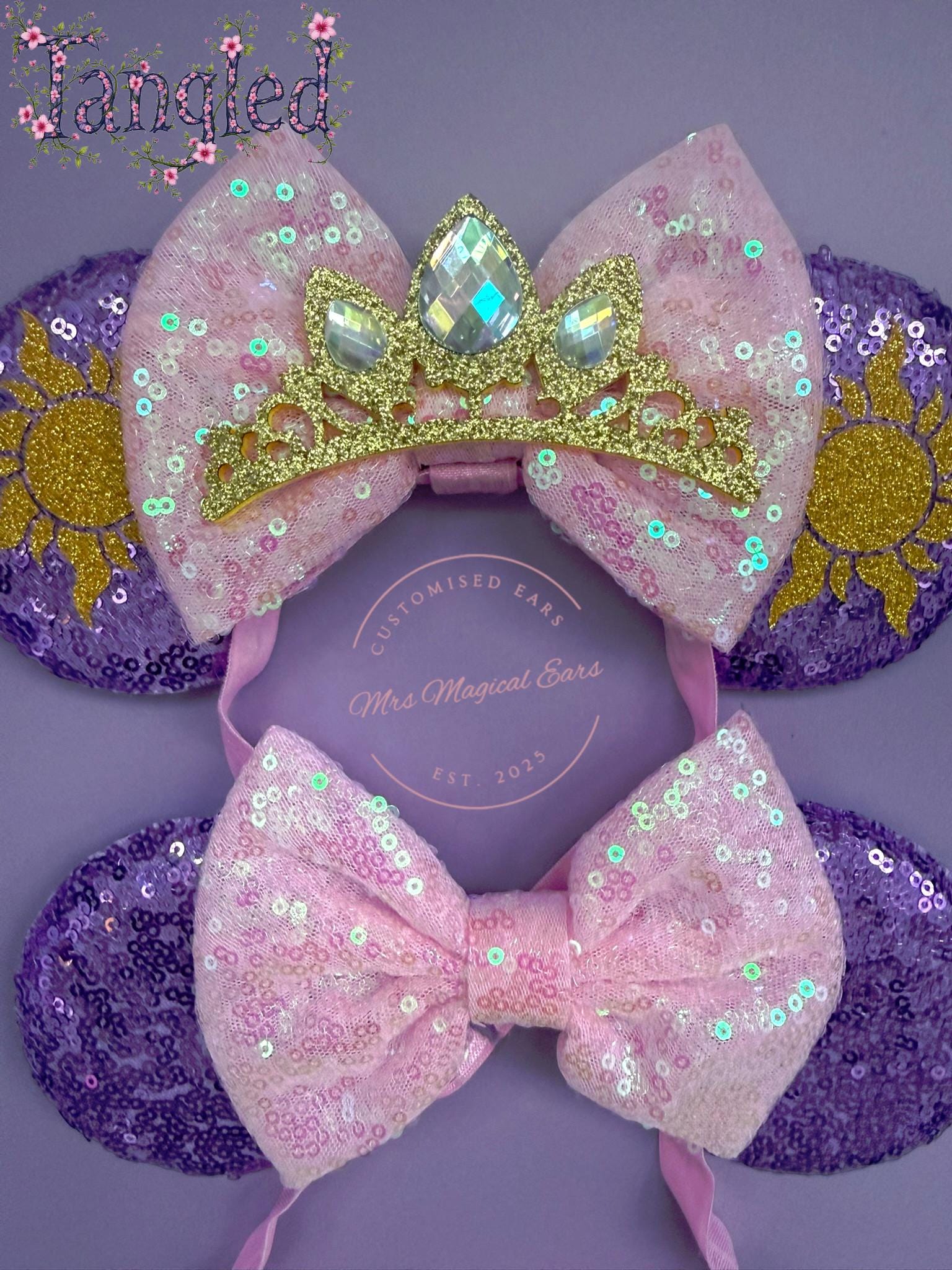Baby Rapunzel Inspired Minnie Ears | Purple Sequin Toddler Tangled Princess Headband | 1st Birthday Disneybound Accessory | Gift Baby Girl