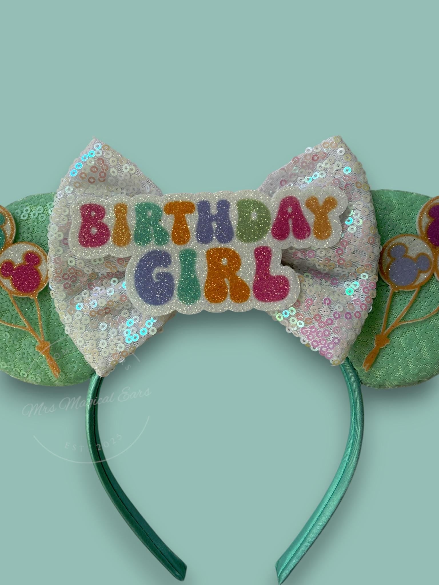 Birthday Girl Minnie Ears | Disney Inspired Birthday Balloon Mouse Ears | Birthday Headband | Disney Trip Ears | Mickey Mouse Birthday Ears