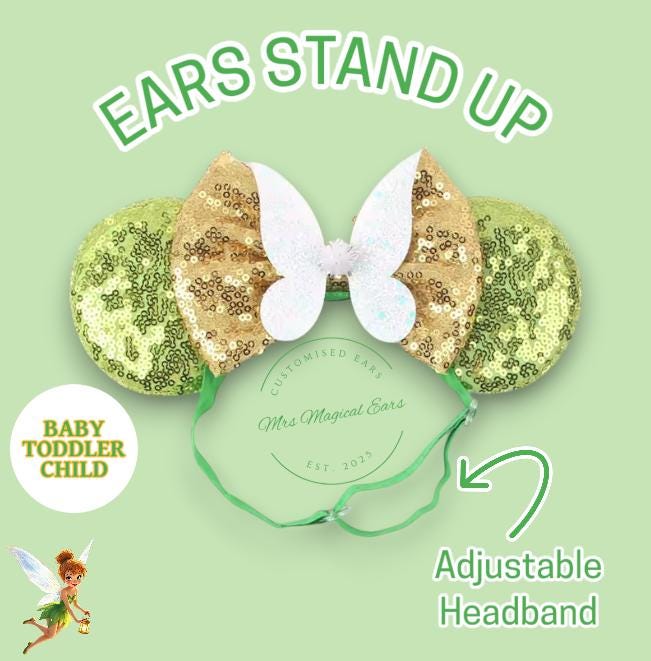 Personalised Baby Minnie Inspired Ears Headband – Custom Name Baby Mouse Ears with Adjustable Strap, Toddler Birthday Outfit