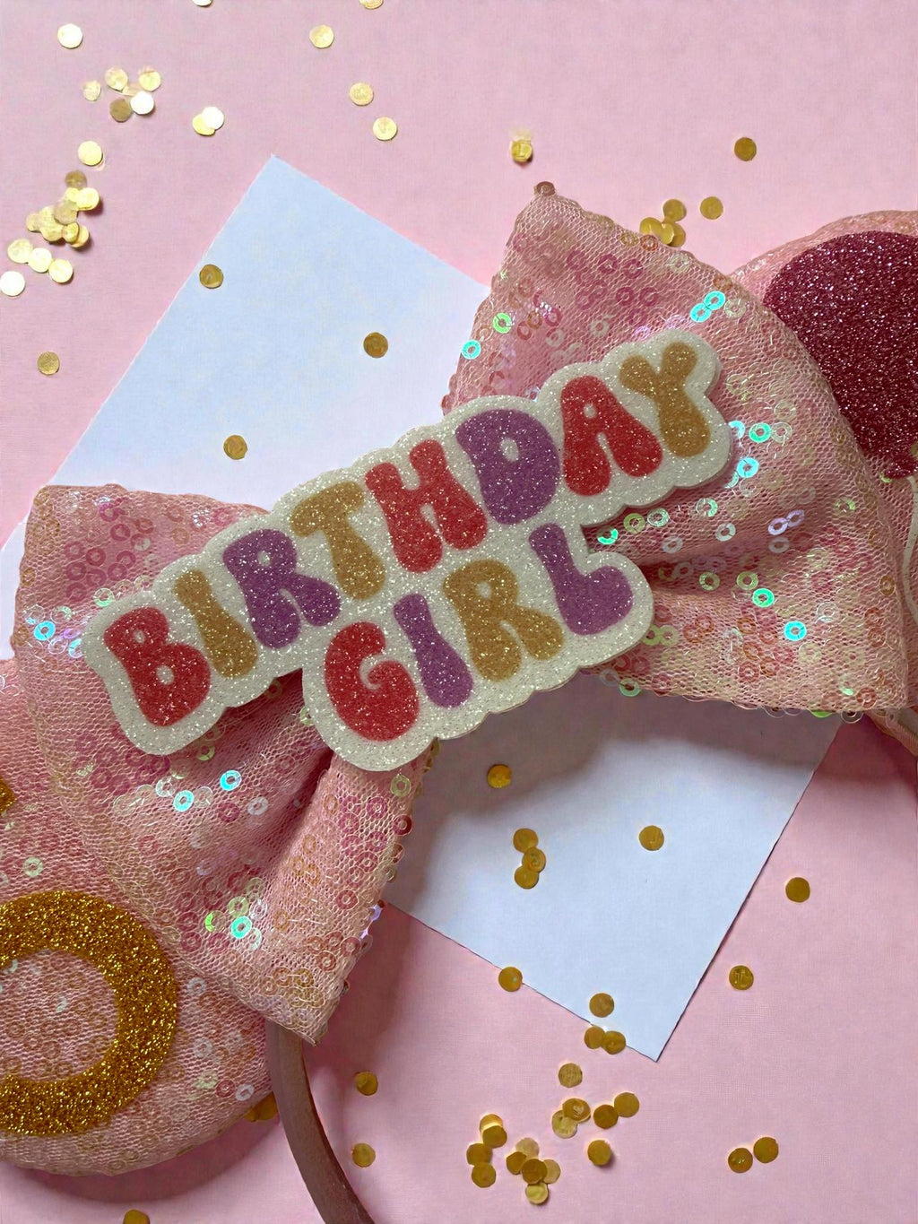 Birthday Girl Pink Minnie Ears • Custom Age with Balloons Sequin Mouse Ears Headband • Disney Inspired • Mickey Ears for Kids Teens Adults