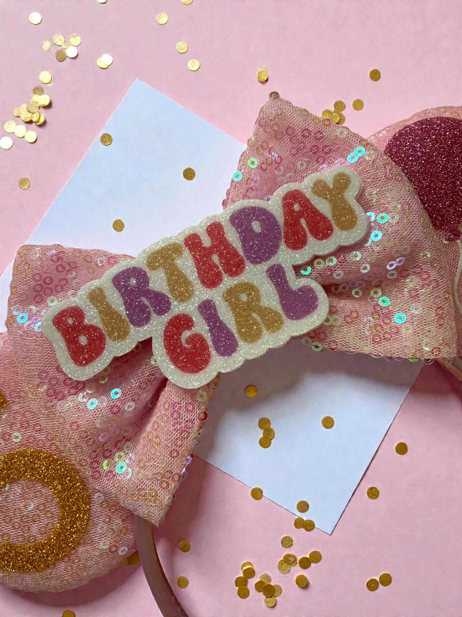 Birthday Girl Pink Minnie Ears • Custom Age with Balloons Sequin Mouse Ears Headband • Disney Inspired • Mickey Ears for Kids Teens Adults