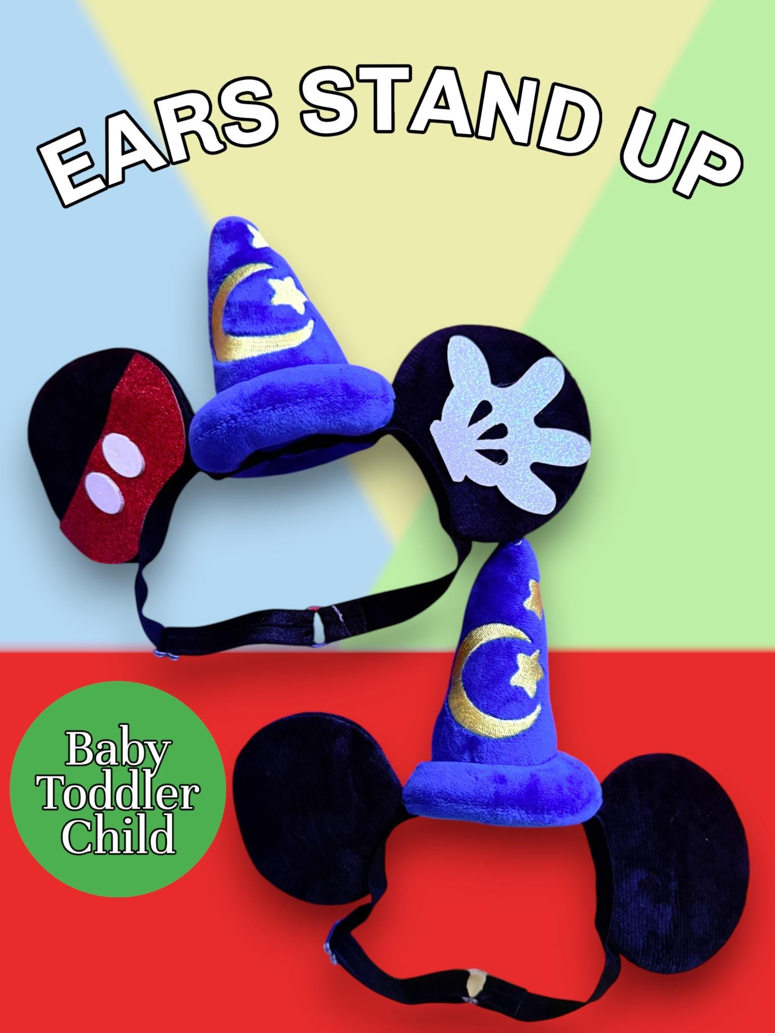 Baby Boy Wizard Mouse Ears Headband, Toddler Magic Ears with Elastic Band, First Trip Outfit, Sorcerer Style Baby Ears, Birthday Photo Prop