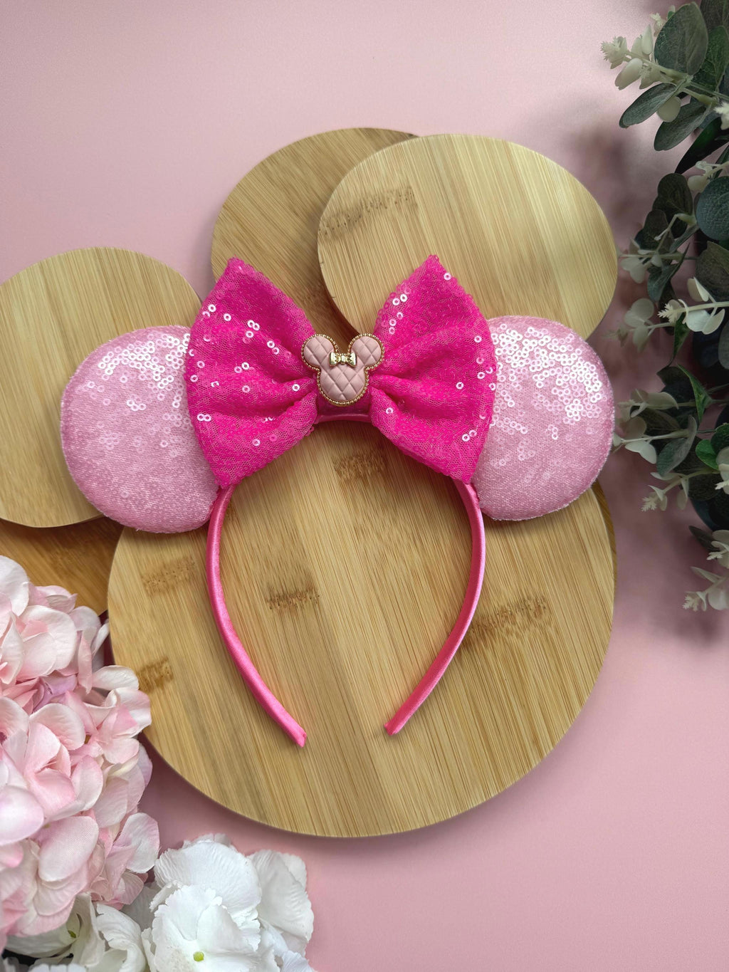 Baby Pink Minnie Ears, Disney Inspired Ears Headband, Pink Sequin Mouse Ears, Disneyland Outfit, Birthday Mickey Ears, Cute Minnie Headband