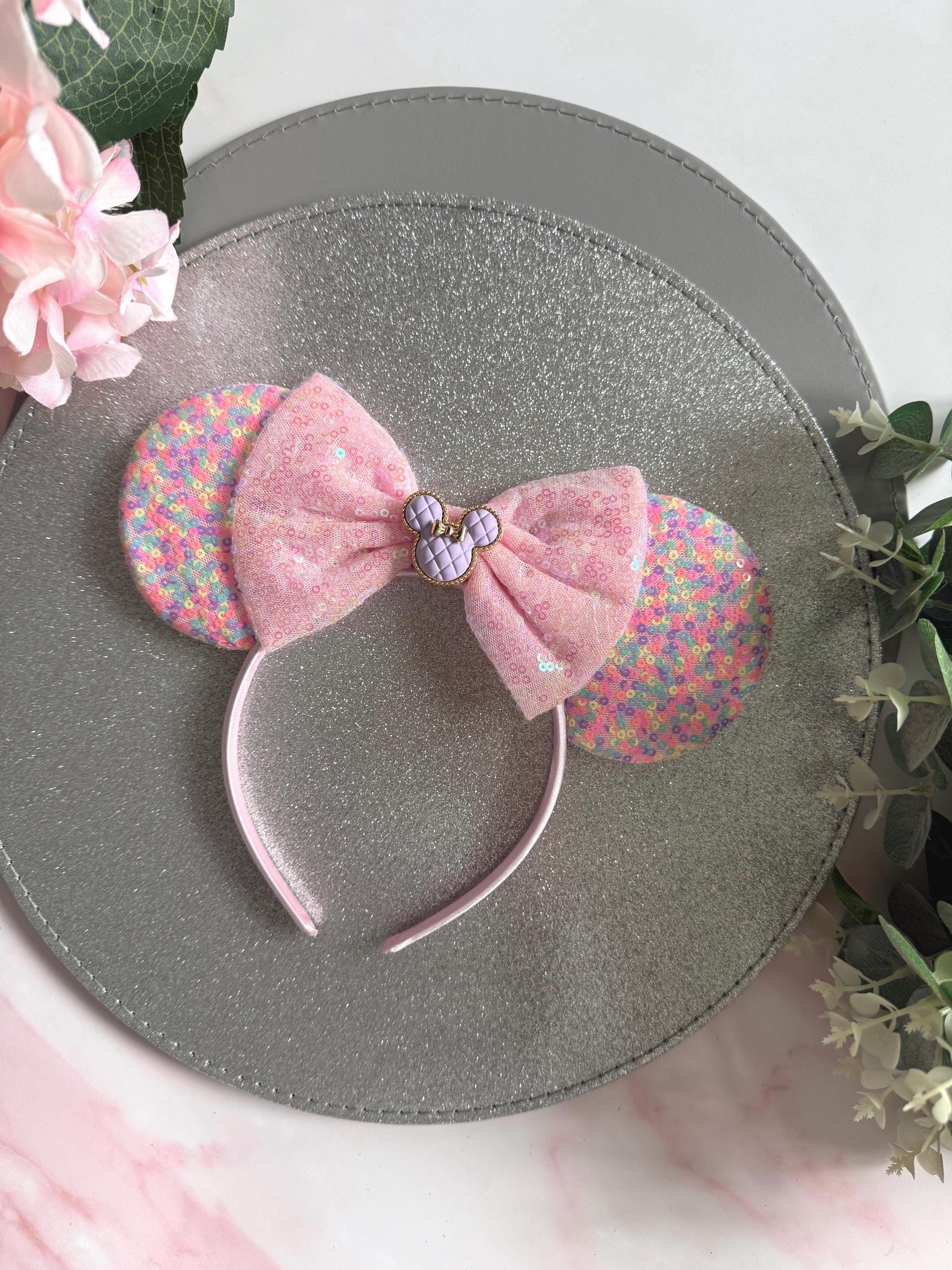 Baby Pink Sequin Minnie Ears Headband | Confetti Sparkle Mouse | Handmade Disney Inspired for Adults & Kids
