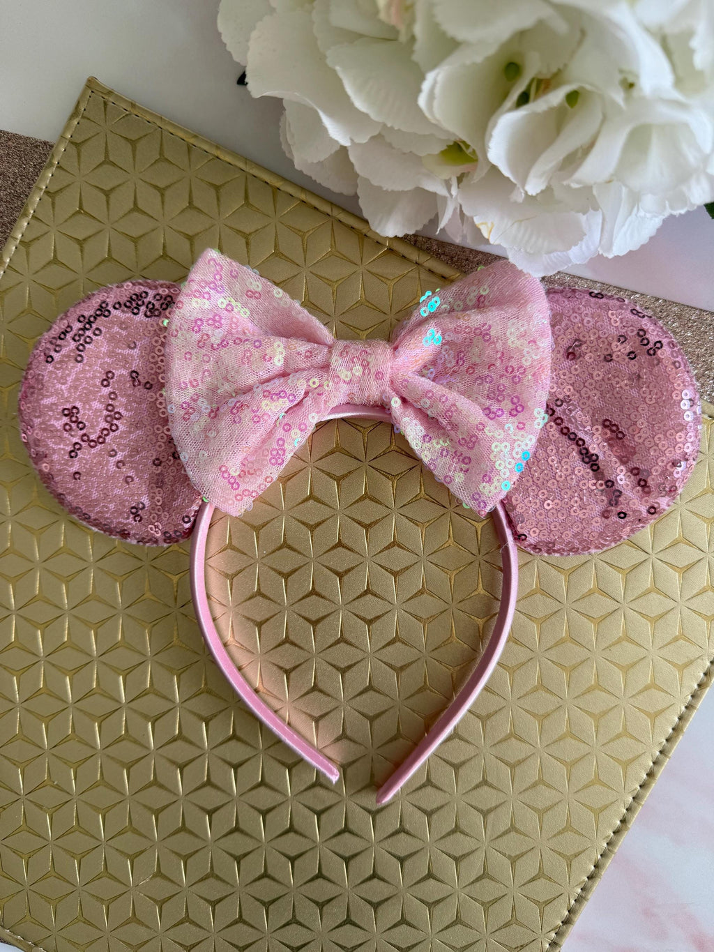 Baby Pink Sparkly Sequin Minnie Mouse Ears Headband | Disney Inspired Mickey Ears | Princess Disneybound | Disneyland Accessories