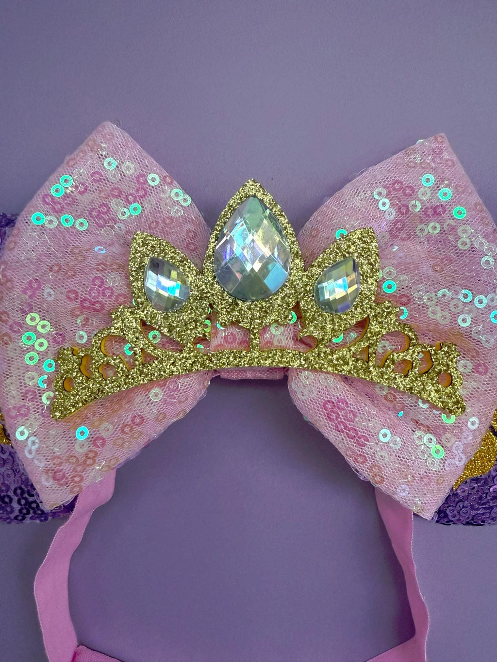 Baby Rapunzel Inspired Minnie Ears | Purple Sequin Toddler Tangled Princess Headband | 1st Birthday Disneybound Accessory | Gift Baby Girl