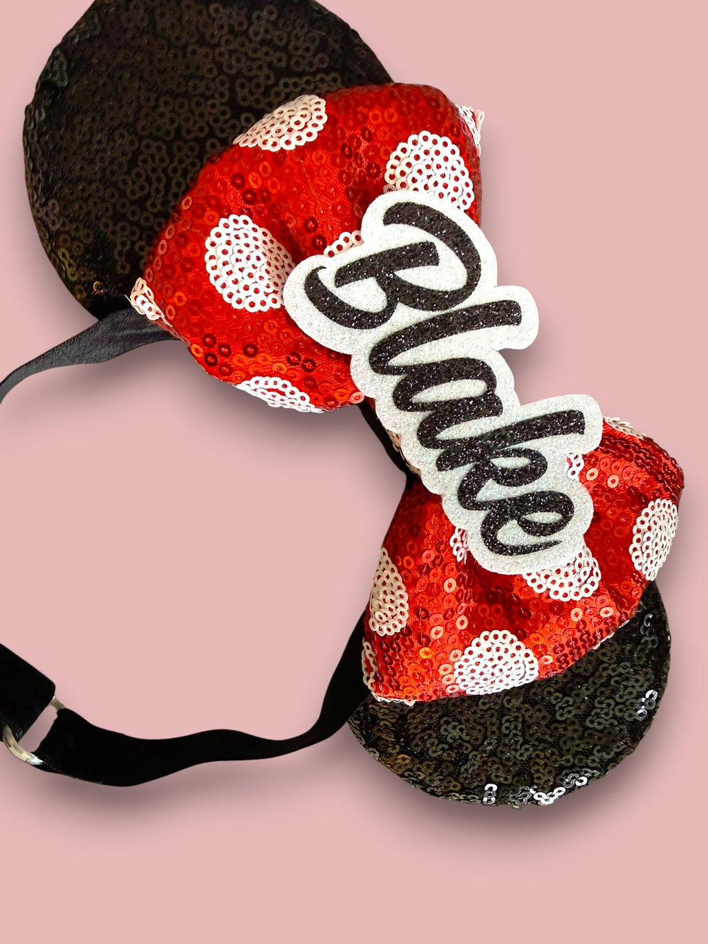 Personalised Baby Minnie Inspired Ears Headband – Custom Name Baby Mouse Ears with Adjustable Strap, Toddler Birthday Outfit