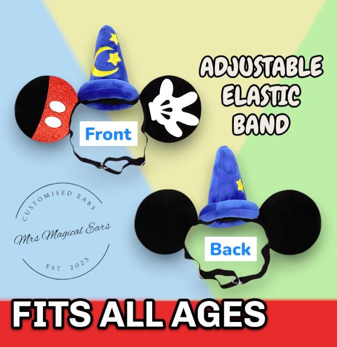 Baby Boy Wizard Mouse Ears Headband, Toddler Magic Ears with Elastic Band, First Trip Outfit, Sorcerer Style Baby Ears, Birthday Photo Prop