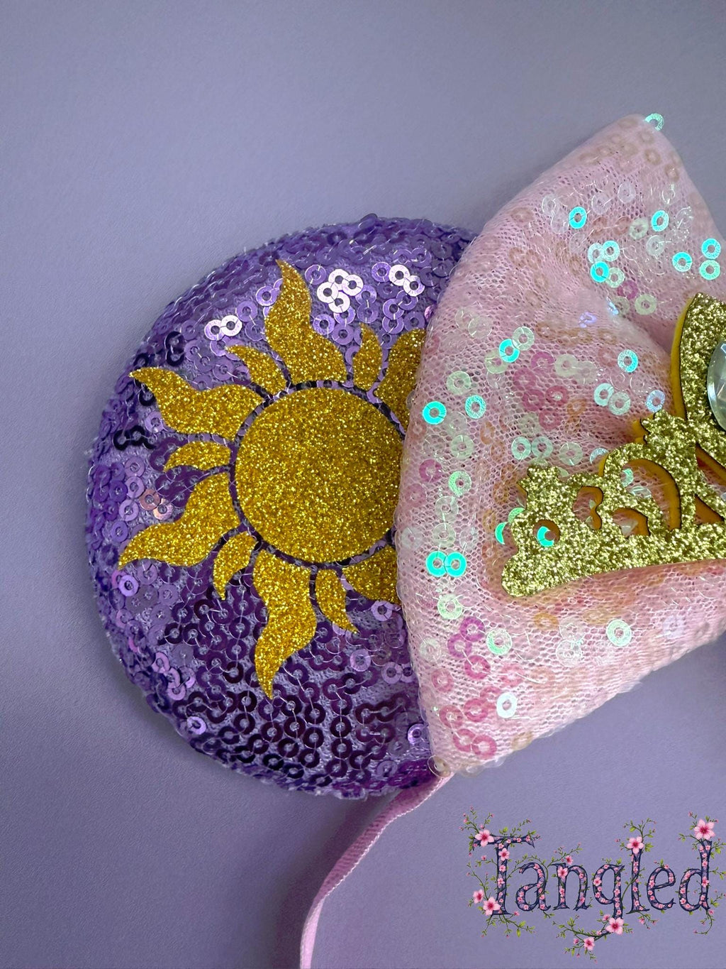 Baby Rapunzel Inspired Minnie Ears | Purple Sequin Toddler Tangled Princess Headband | 1st Birthday Disneybound Accessory | Gift Baby Girl