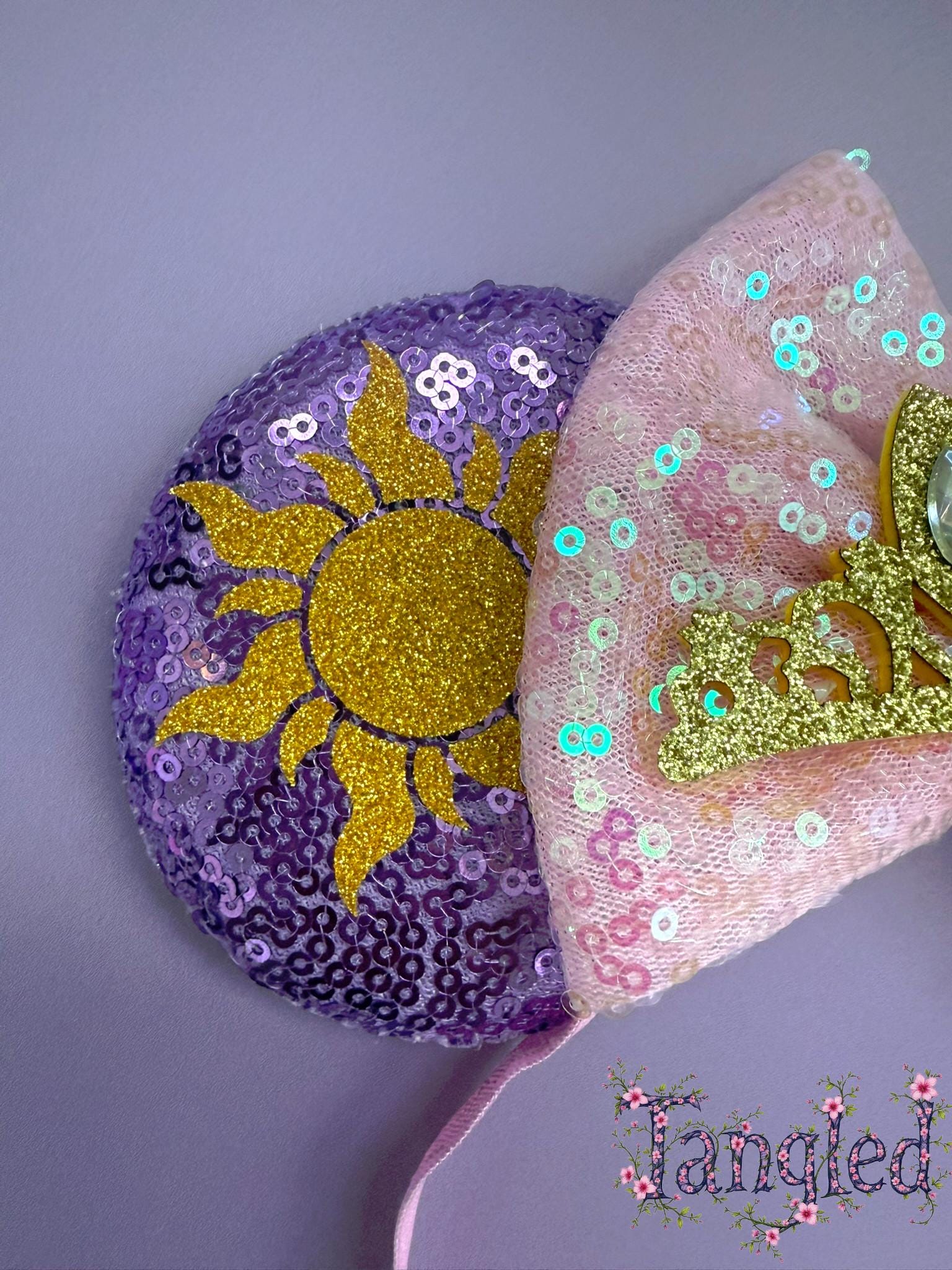 Baby Rapunzel Inspired Minnie Ears | Purple Sequin Toddler Tangled Princess Headband | 1st Birthday Disneybound Accessory | Gift Baby Girl