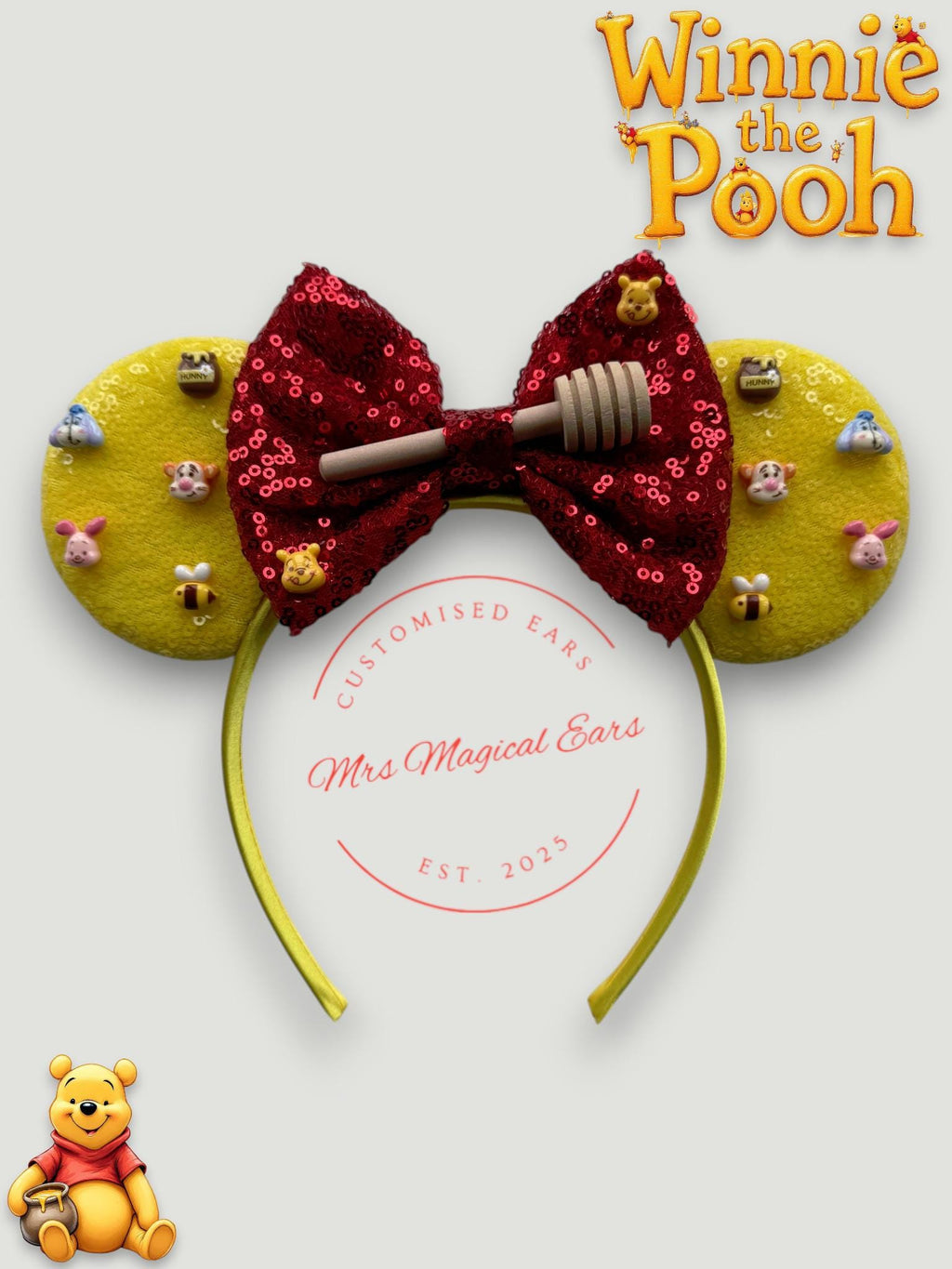 Winnie the Pooh Inspired Mouse Ears | Pooh & Friends | Honey Pot Disney Inspired Headband | Handmade Theme Park Ears | Custom Ears Headband