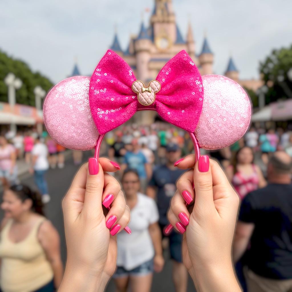 Baby Pink Minnie Ears, Disney Inspired Ears Headband, Pink Sequin Mouse Ears, Disneyland Outfit, Birthday Mickey Ears, Cute Minnie Headband