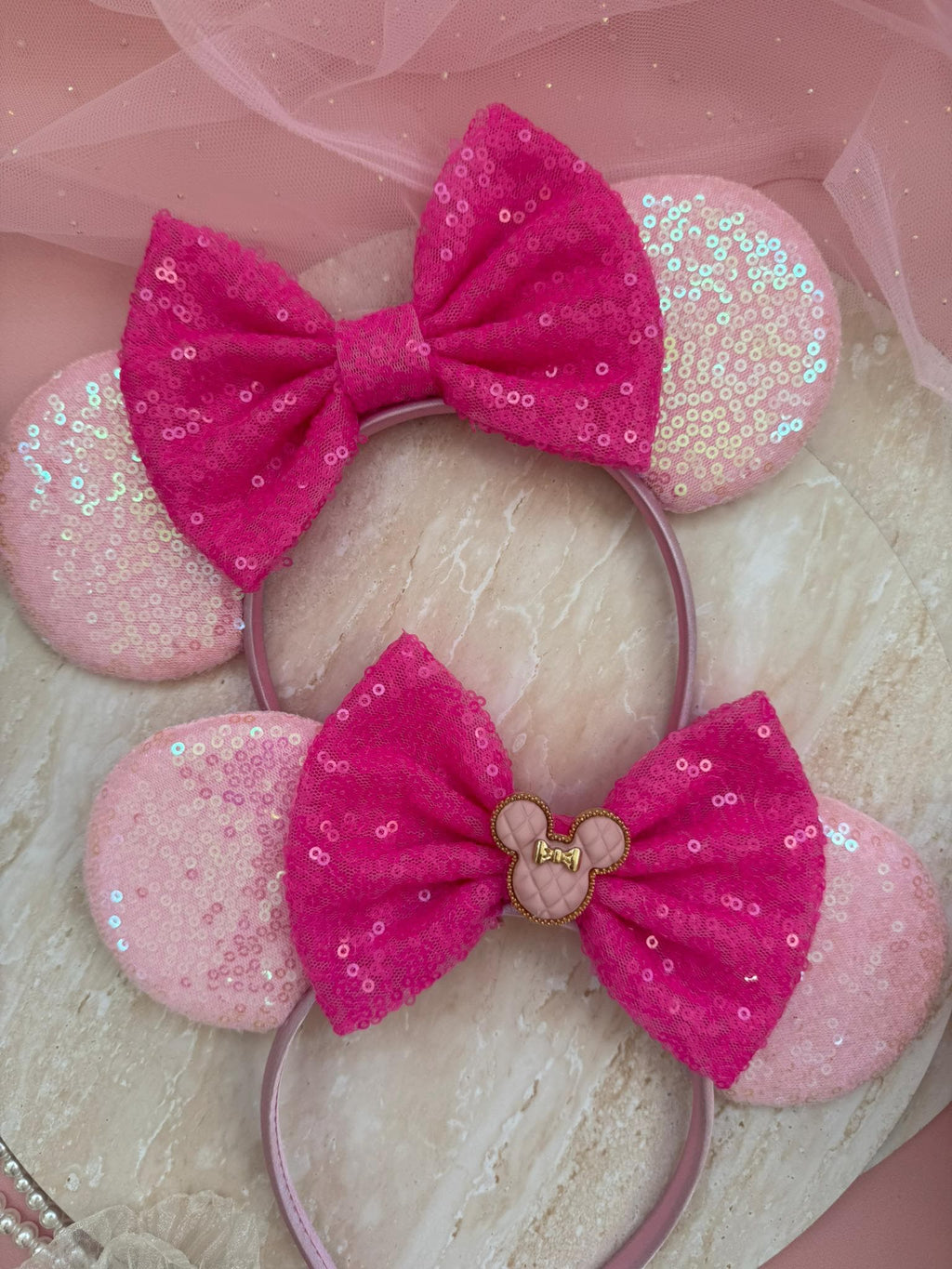 Baby Pink Minnie Ears, Disney Inspired Ears Headband, Pink Sequin Mouse Ears, Disneyland Outfit, Birthday Mickey Ears, Cute Minnie Headband