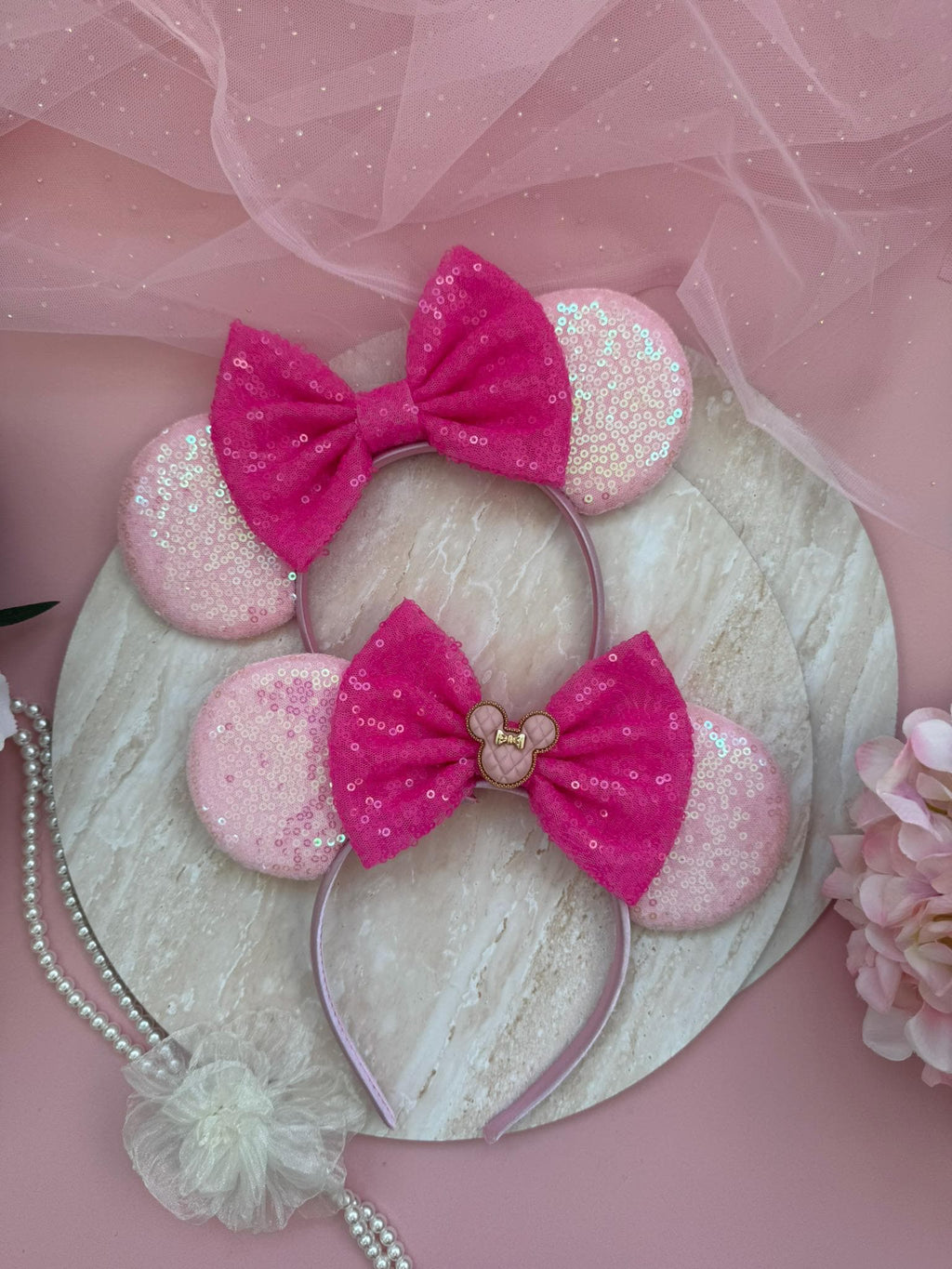Baby Pink Minnie Ears, Disney Inspired Ears Headband, Pink Sequin Mouse Ears, Disneyland Outfit, Birthday Mickey Ears, Cute Minnie Headband