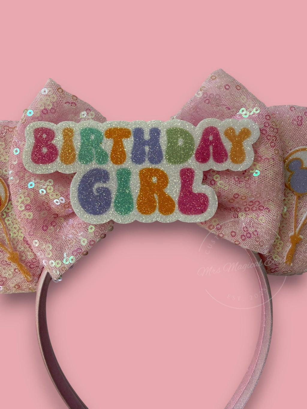 Birthday Girl Minnie Ears | Disney Inspired Birthday Balloon Mouse Ears | Birthday Headband | Disney Trip Ears | Mickey Mouse Birthday Ears