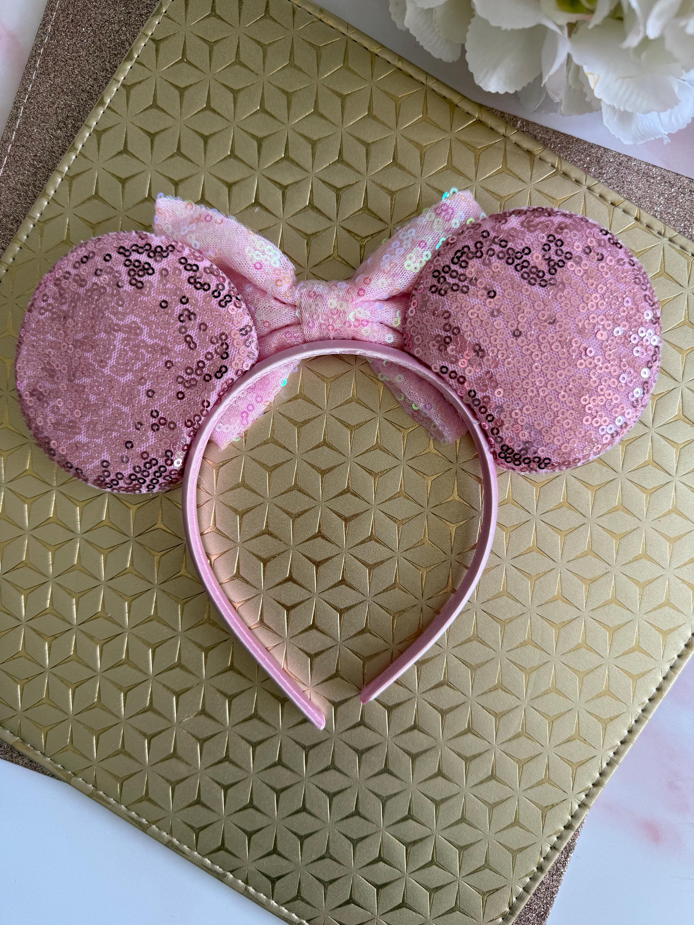 Baby Pink Sparkly Sequin Minnie Mouse Ears Headband | Disney Inspired Mickey Ears | Princess Disneybound | Disneyland Accessories