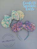 Baby Blue / Turquoise Confetti Sprinkle Sequin Mickey Minnie Mouse Disney Inspired Ears Headband