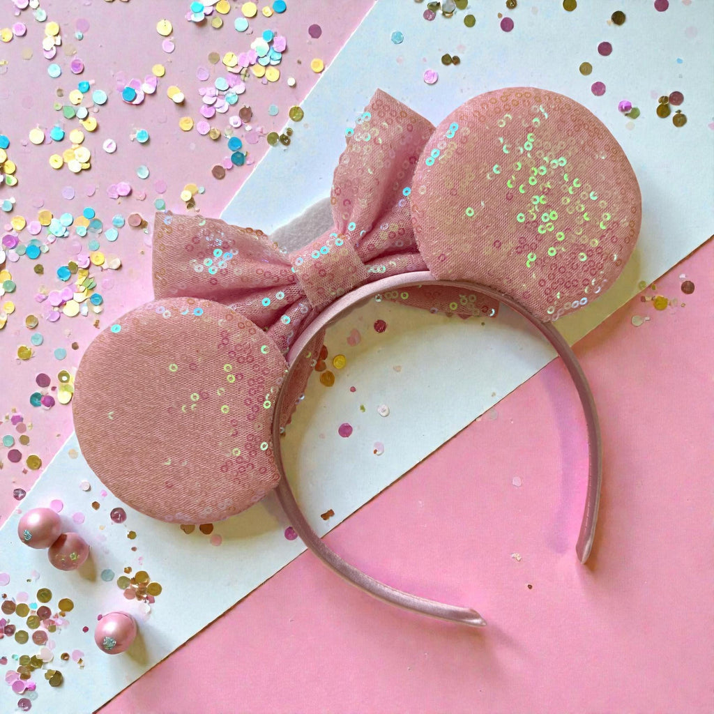 Birthday Girl Pink Minnie Ears • Custom Age with Balloons Sequin Mouse Ears Headband • Disney Inspired • Mickey Ears for Kids Teens Adults