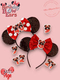 Birthday Bow Minnie Ears – Custom Age Disney Inspired Birthday Headband | Red Sequin or Polka Dot Bow | Magical Birthday Ears