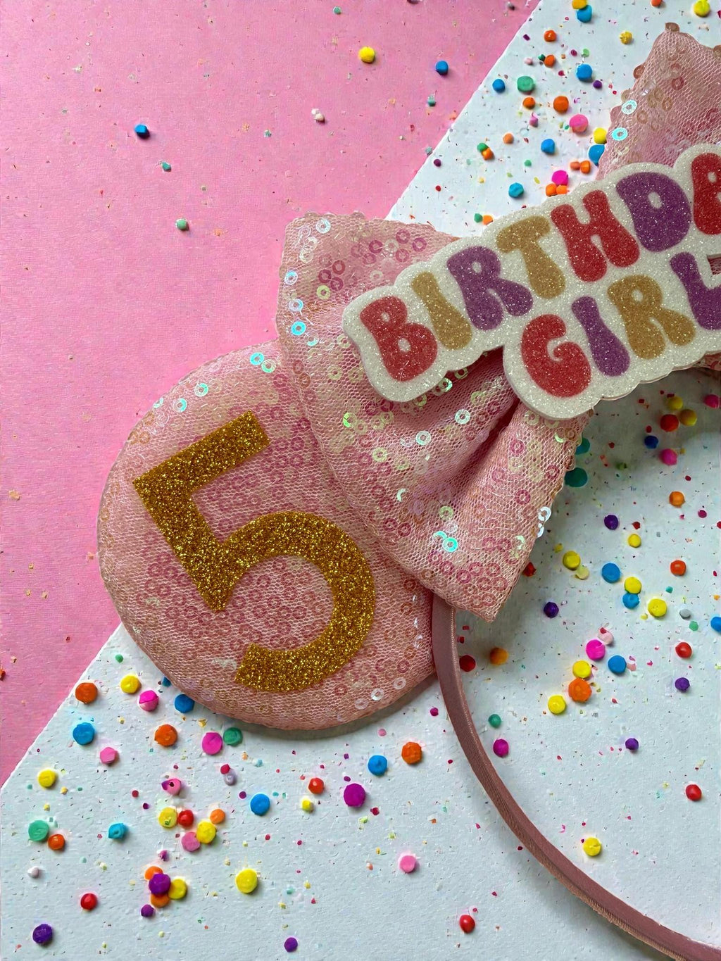 Birthday Girl Pink Minnie Ears • Custom Age with Balloons Sequin Mouse Ears Headband • Disney Inspired • Mickey Ears for Kids Teens Adults