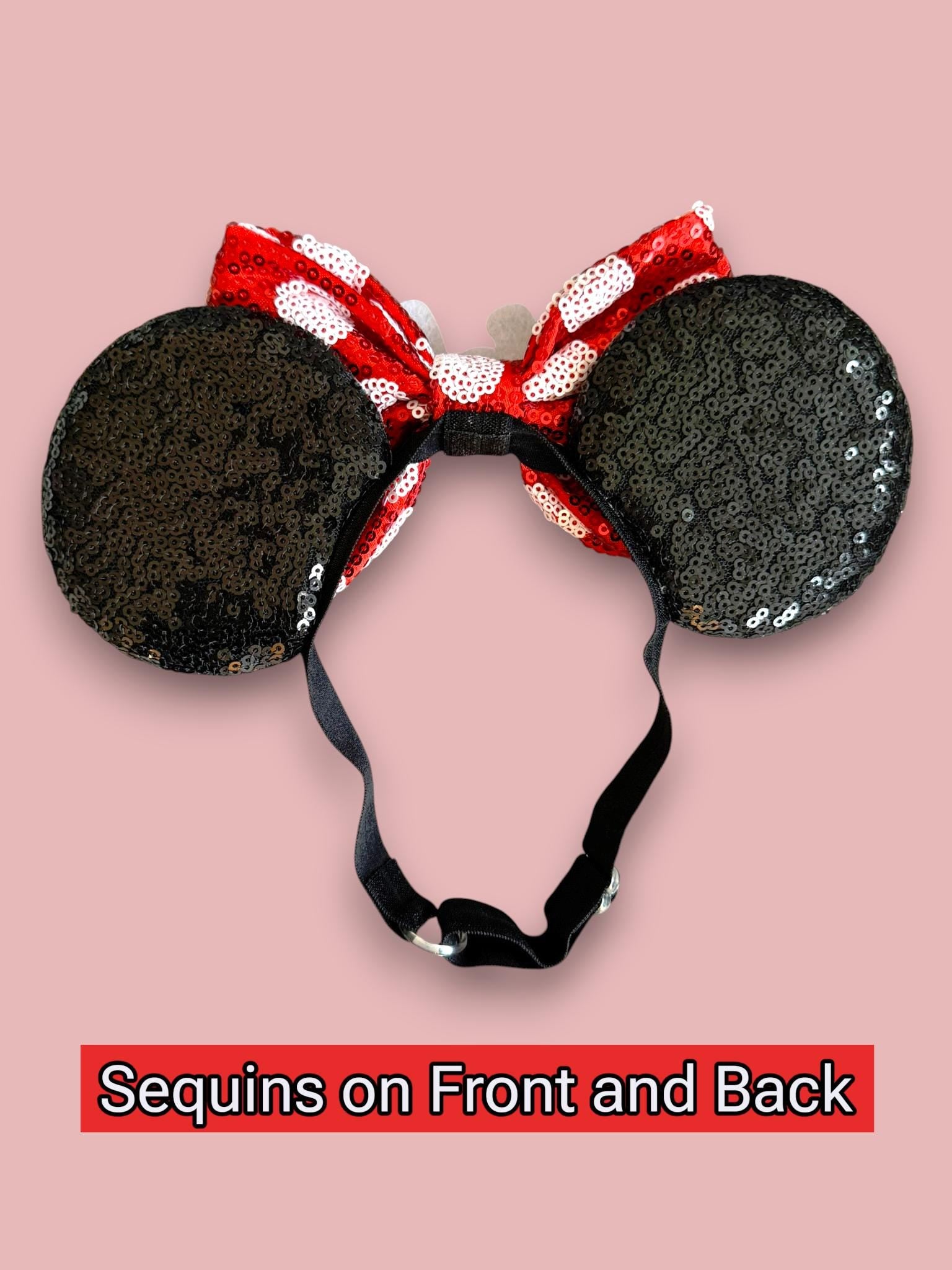 Personalised Baby Minnie Inspired Ears Headband – Custom Name Baby Mouse Ears with Adjustable Strap, Toddler Birthday Outfit