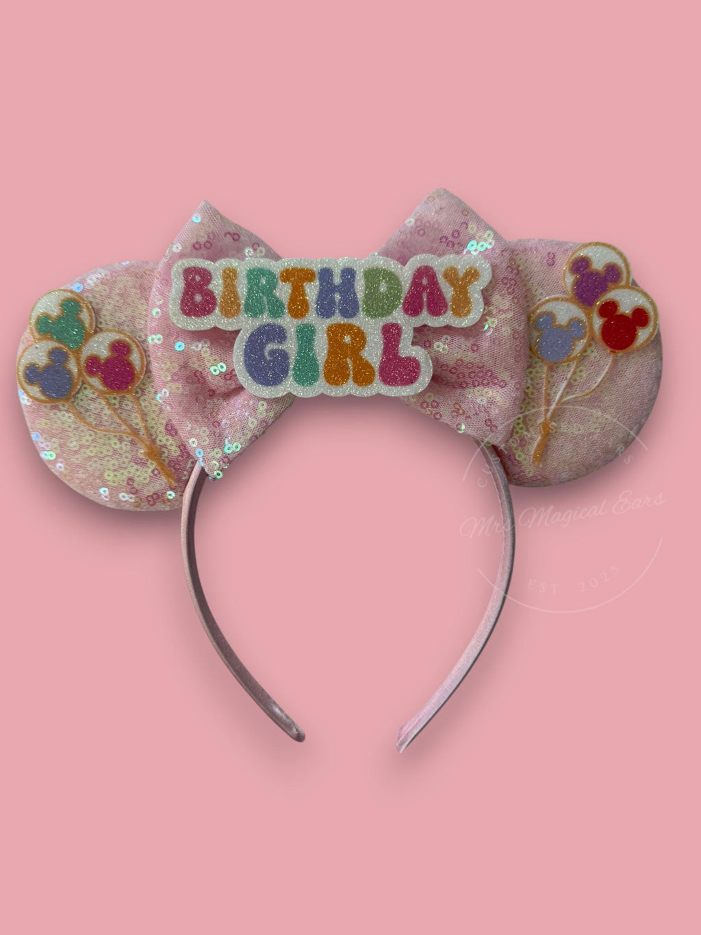 Birthday Girl Minnie Ears | Disney Inspired Birthday Balloon Mouse Ears | Birthday Headband | Disney Trip Ears | Mickey Mouse Birthday Ears