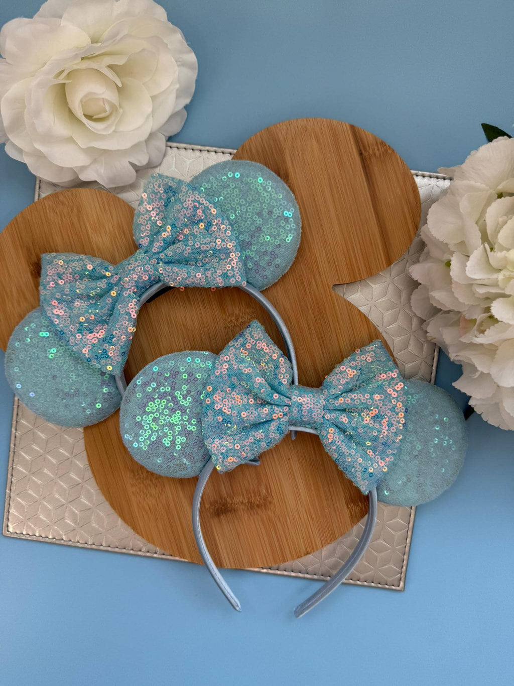 Birthday Blue Sequin Minnie Ears | Custom Headband | Disney Mickey headband Girls, Teens & Adults | Sparkly Accessory 3, 5, 7, 16,18, 21, 30