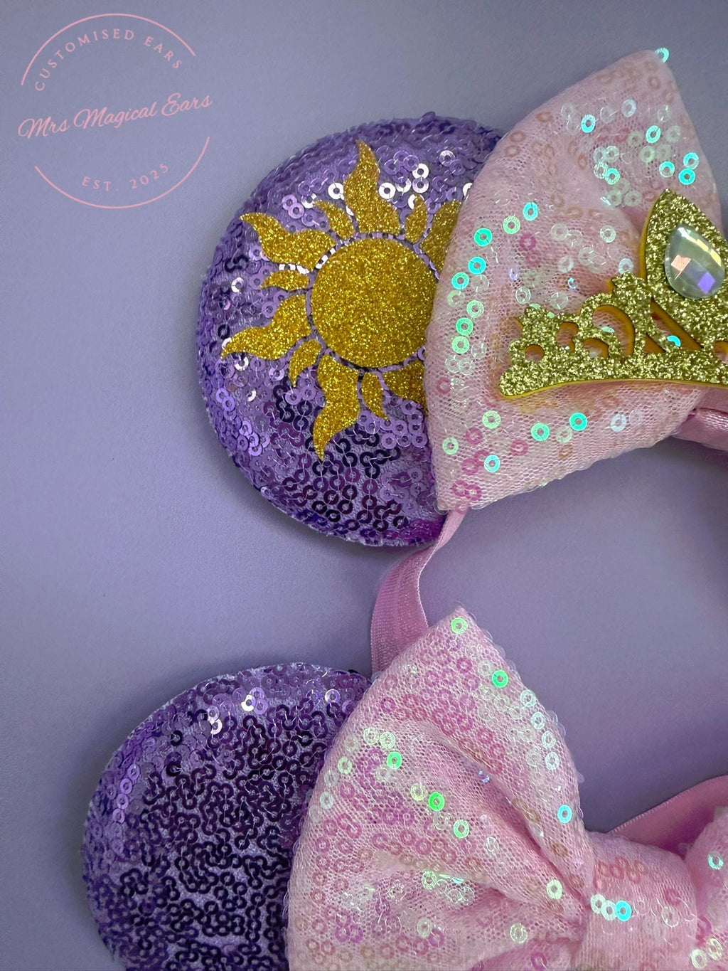 Baby Rapunzel Inspired Minnie Ears | Purple Sequin Toddler Tangled Princess Headband | 1st Birthday Disneybound Accessory | Gift Baby Girl