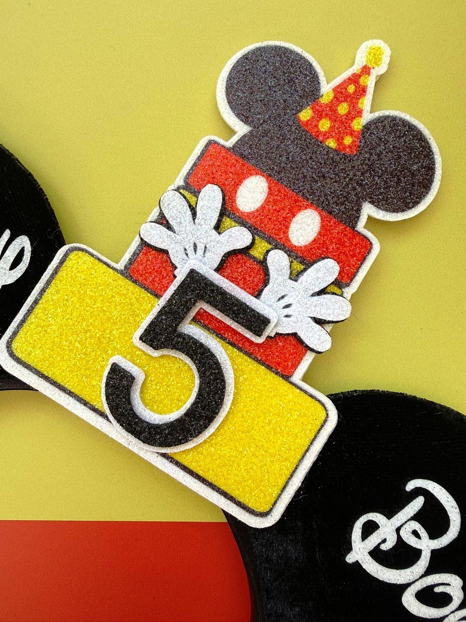Birthday Boy Mickey Mouse Inspired Ears | Personalised Disney Inspired Birthday Ears | Custom Age Cake Hat | Mickey Minnie Ears Any Age