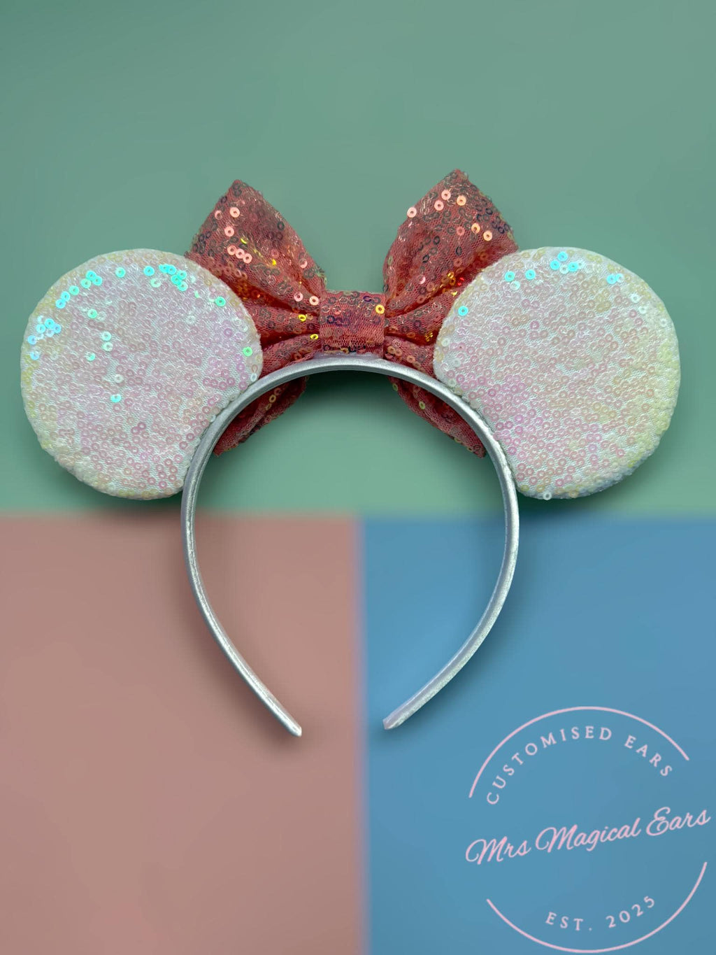 Birthday Girl Mouse Ears – Custom Colour Bow – Sparkly Sequin Headband – Party Ears – Cake Smash – Girls Birthday Outfit – Disney Inspired