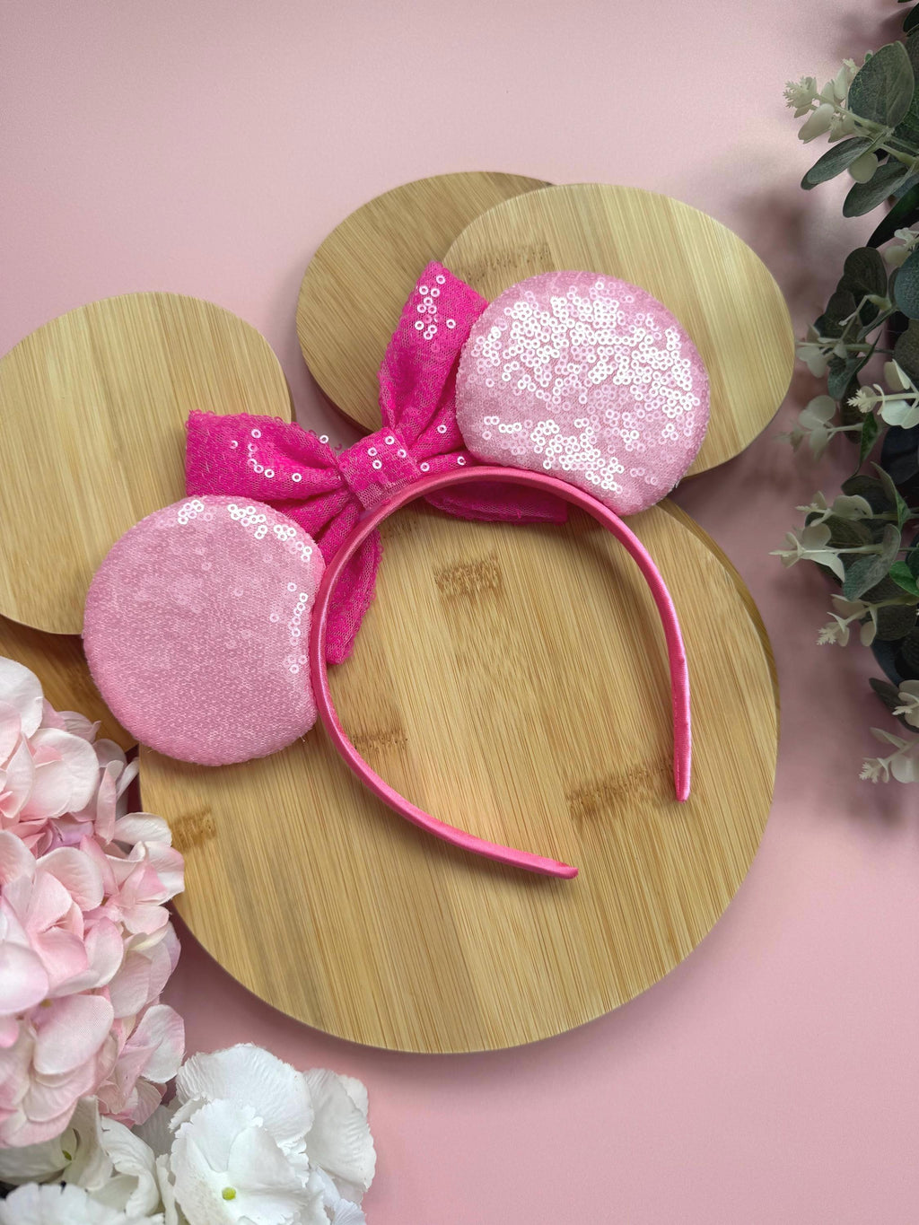 Baby Pink Minnie Ears, Disney Inspired Ears Headband, Pink Sequin Mouse Ears, Disneyland Outfit, Birthday Mickey Ears, Cute Minnie Headband