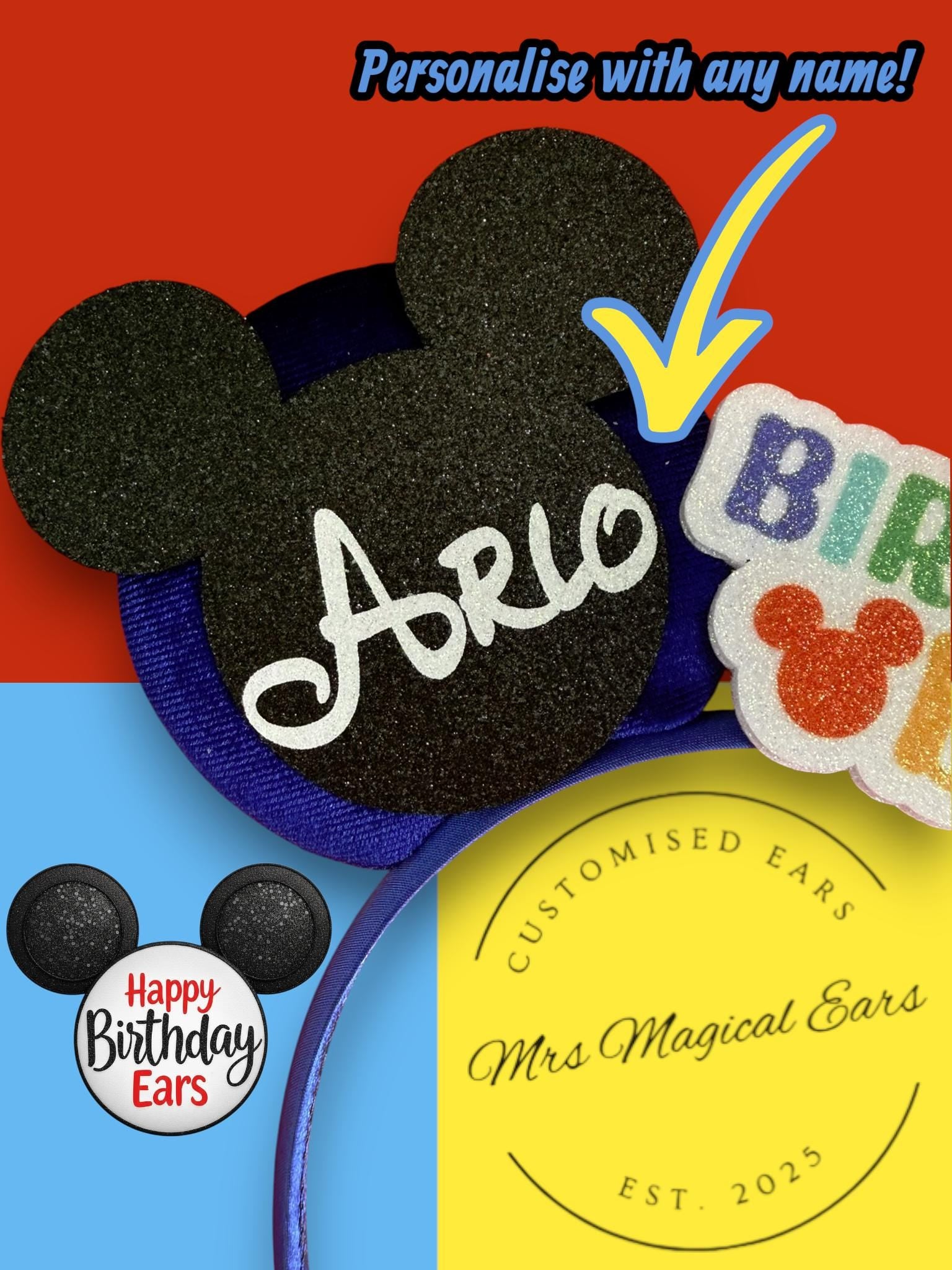 Birthday Boy Mouse Ears Headband – Disney Inspired Birthday Ears, Custom Theme Park Party Ears, Boys Magical Birthday Outfit Accessory