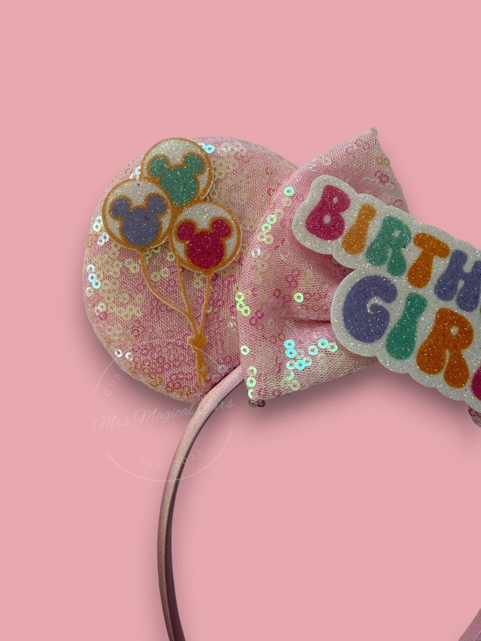 Birthday Girl Minnie Ears | Disney Inspired Birthday Balloon Mouse Ears | Birthday Headband | Disney Trip Ears | Mickey Mouse Birthday Ears